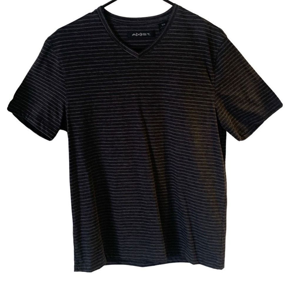 NEW Women’s Axist V Neck Shirt T Gray Pinstriped Sz SP Casual Classic Style
